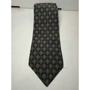 CHAPS RALPH LAUREN Men's Green Geometric Shapes Classic 100% Silk Tie‎ 59.5x3.75